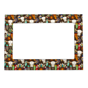 Buffalo Skull Native American Emblem Magnetic Frame