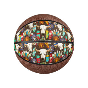 Buffalo Skull Native American Emblem Mini Basketball