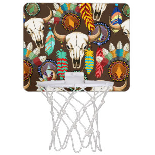 Buffalo Skull Native American Emblem Mini Basketball Hoop