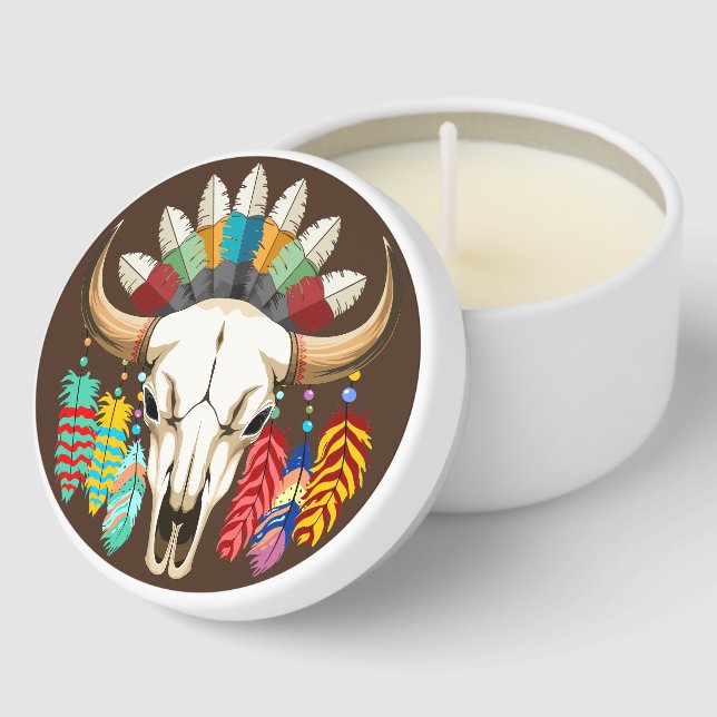 Buffalo Skull Native American Emblem Mini Candle Favors (Corner)