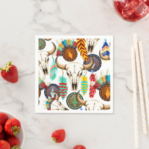 Buffalo Skull Native American Emblem Napkins