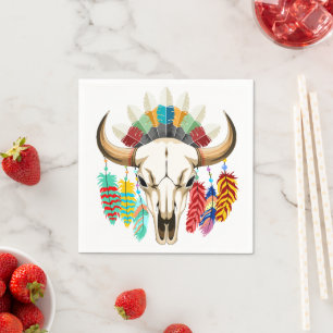 Buffalo Skull Native American Emblem Napkins