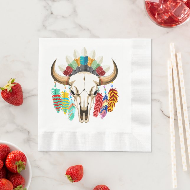 Buffalo Skull Native American Emblem Napkins (Insitu)
