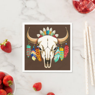 Buffalo Skull Native American Emblem Napkins