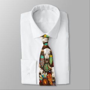 Buffalo Skull Native American Emblem Neck Tie