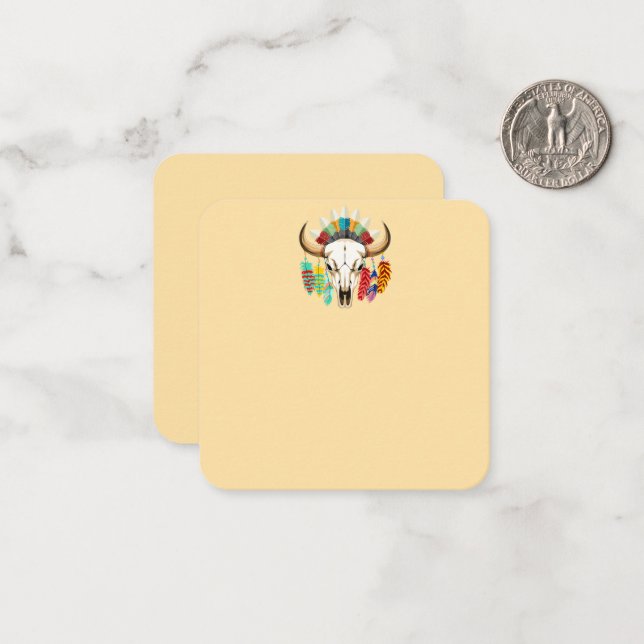 Buffalo Skull Native American Emblem Note Card (Front/Back In Situ)