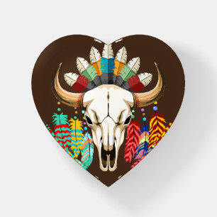 Buffalo Skull Native American Emblem Paperweight