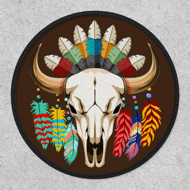 Buffalo Skull Native American Emblem Patch (Front)