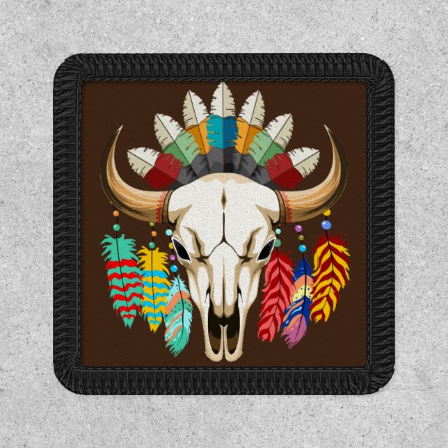 Buffalo Skull Native American Emblem Patch (Front)