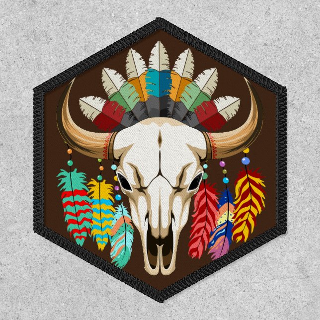 Buffalo Skull Native American Emblem Patch (Front)