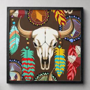 Buffalo Skull Native American Emblem Peel And Stick Photo Tile