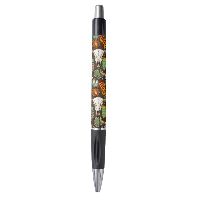Buffalo Skull Native American Emblem Pen (Front Vertical)