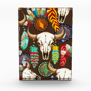Buffalo Skull Native American Emblem Photo Block