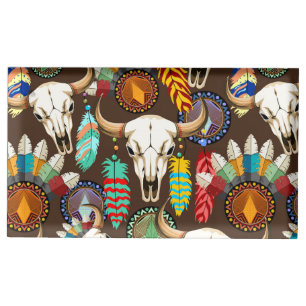 Buffalo Skull Native American Emblem Place Card Holder
