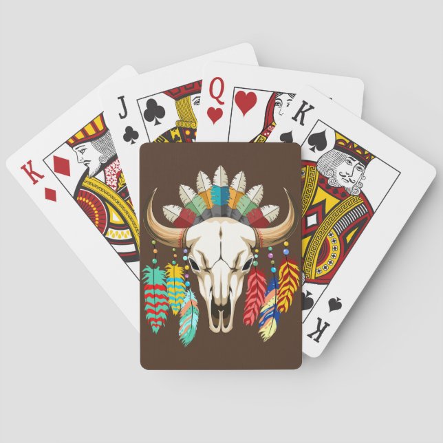 Buffalo Skull Native American Emblem Poker Cards (Back)
