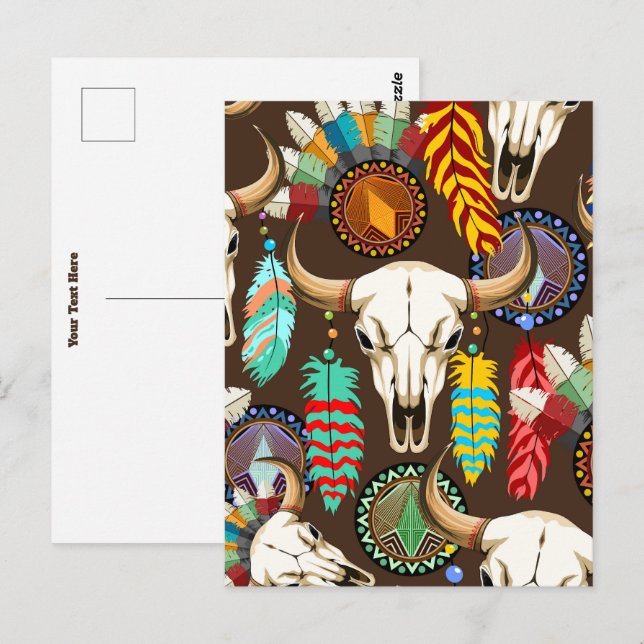 Buffalo Skull Native American Emblem Postcard (Front/Back)