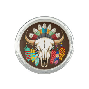 Buffalo Skull Native American Emblem Ring