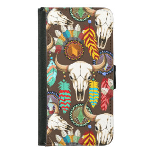 Buffalo Skull Native American Emblem Samsung Galaxy S5 Wallet Case