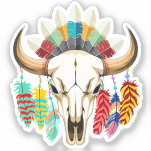 Buffalo Skull Native American Emblem Sticker