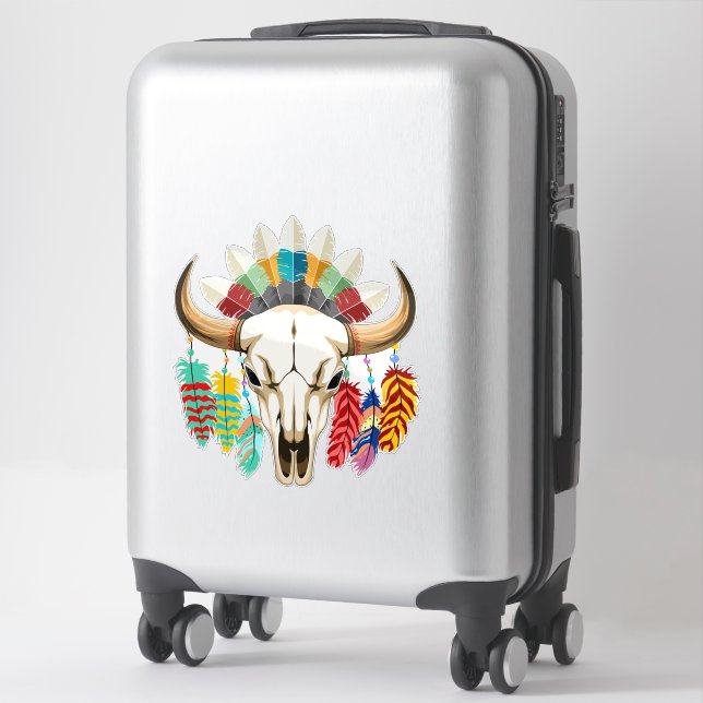 Buffalo Skull Native American Emblem Sticker (Suitcase)