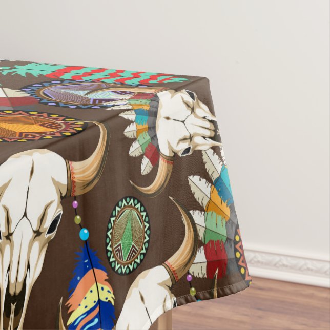Buffalo Skull Native American Emblem Tablecloth (In Situ)