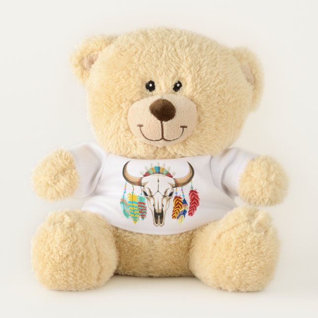 Buffalo Skull Native American Emblem Teddy Bear (Front)