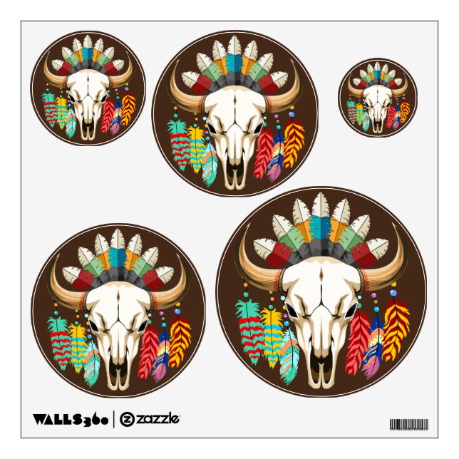 Buffalo Skull Native American Emblem Wall Decal (Front)