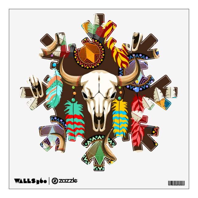 Buffalo Skull Native American Emblem Wall Decal (Front)