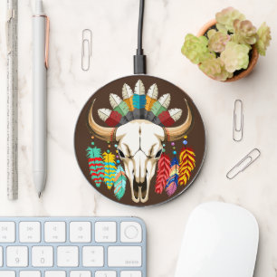 Buffalo Skull Native American Emblem Wireless Charger