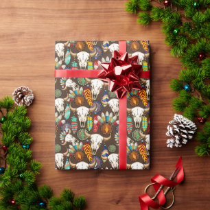 Buffalo Skull Native American Emblem Wrapping Paper