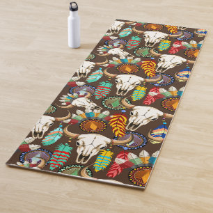 Buffalo Skull Native American Emblem Yoga Mat