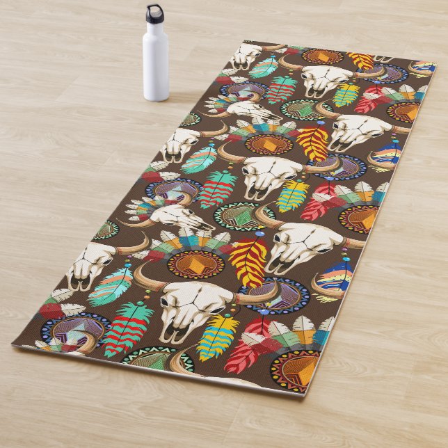 Buffalo Skull Native American Emblem Yoga Mat (In Situ)