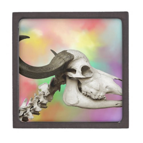 Buffalo Skull on a Watercolor Background Gift Box