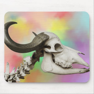 Buffalo Skull on a Watercolor Background Mouse Pad