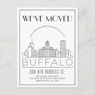 Buffalo Skyline Modern Deco   Change of Address Announcement Postcard
