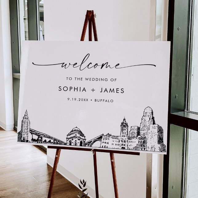 Buffalo Skyline Modern Wedding Welcome Foam Board (Creator Uploaded)