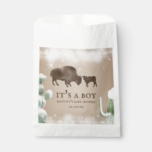 Buffalo Snow Desert Cactus Boy Baby Shower Napkins Favor Bag