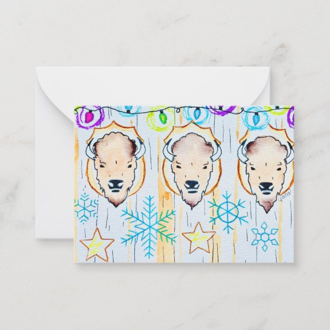 Buffalo Snowflake Christmas Note Card (Front)