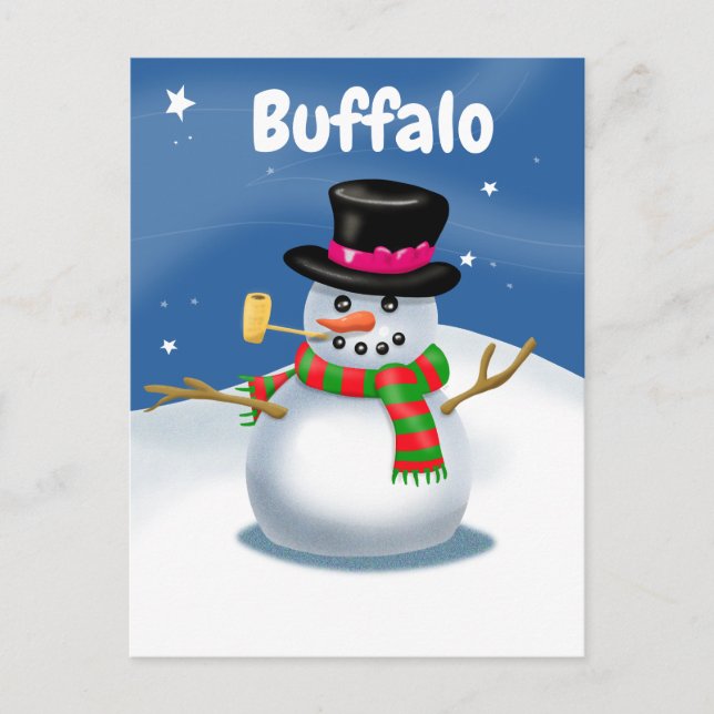 Buffalo Snowman Postcard (Front)