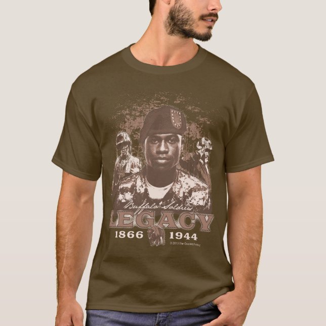 Buffalo Soldiers Legacy on Men's Brown T-Shirt (Front)