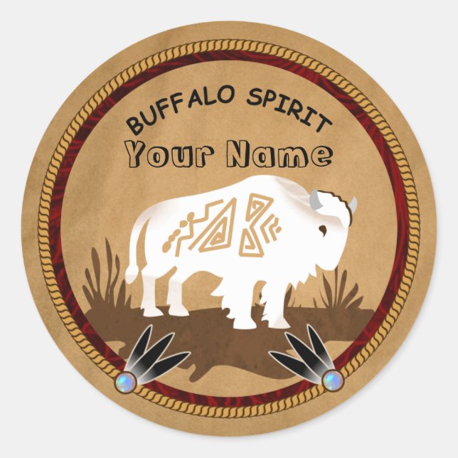 Buffalo Spirit Classic Round Sticker (Front)