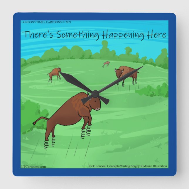 Buffalo Springfield For What Its Worth Funny Comic Square Wall Clock (Front)