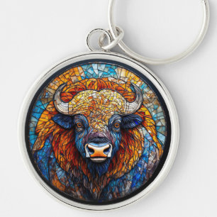 Buffalo Stained Glass Artwork Keychain