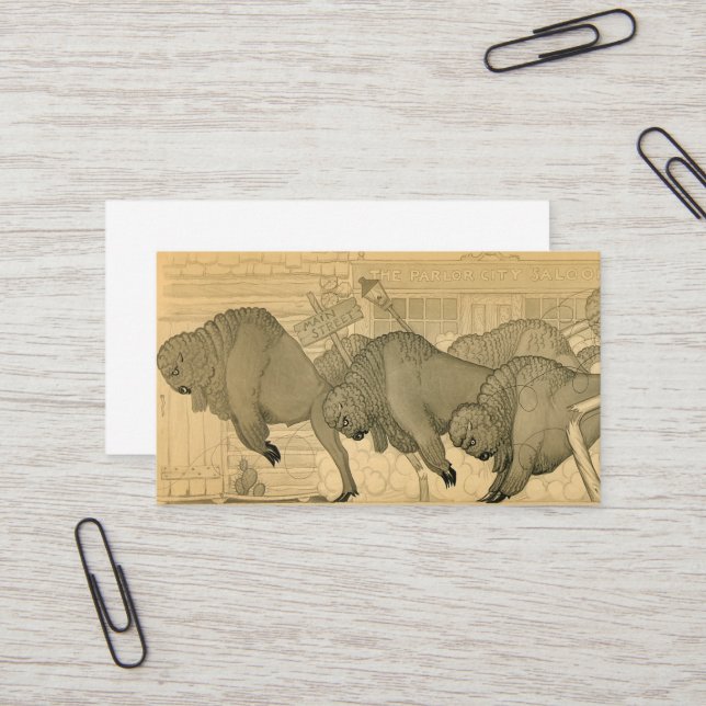 Buffalo Stampede, Savage Iowa, 1923 by Grant Wood Business Card (Front/Back In Situ)