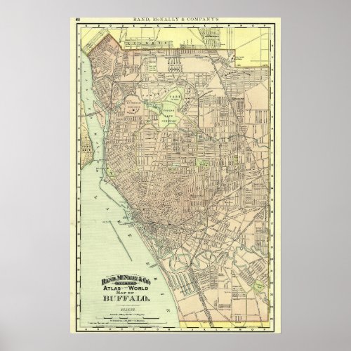  Buffalo Street Map 1892 Poster