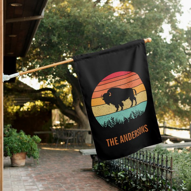 Buffalo Sunset House Flag (In SItu)