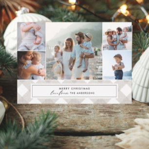Buffalo tartan modern natural 5 photo Christmas Holiday Card