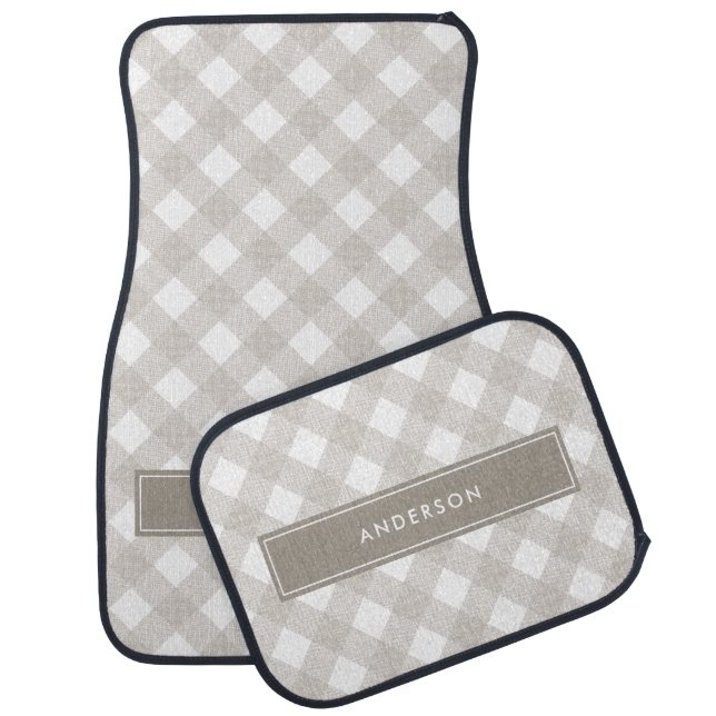 Buffalo tartan modern natural beige personalized c car floor mat (Set)