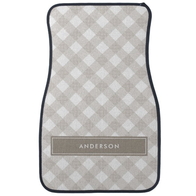 Buffalo tartan modern natural beige personalized car floor mat (Front)
