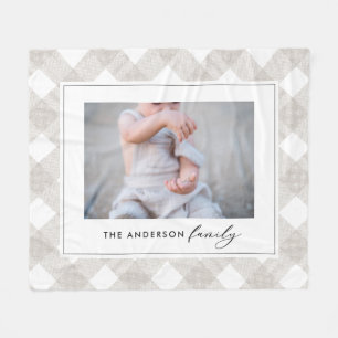 Buffalo tartan modern natural photo Christmas Fleece Blanket